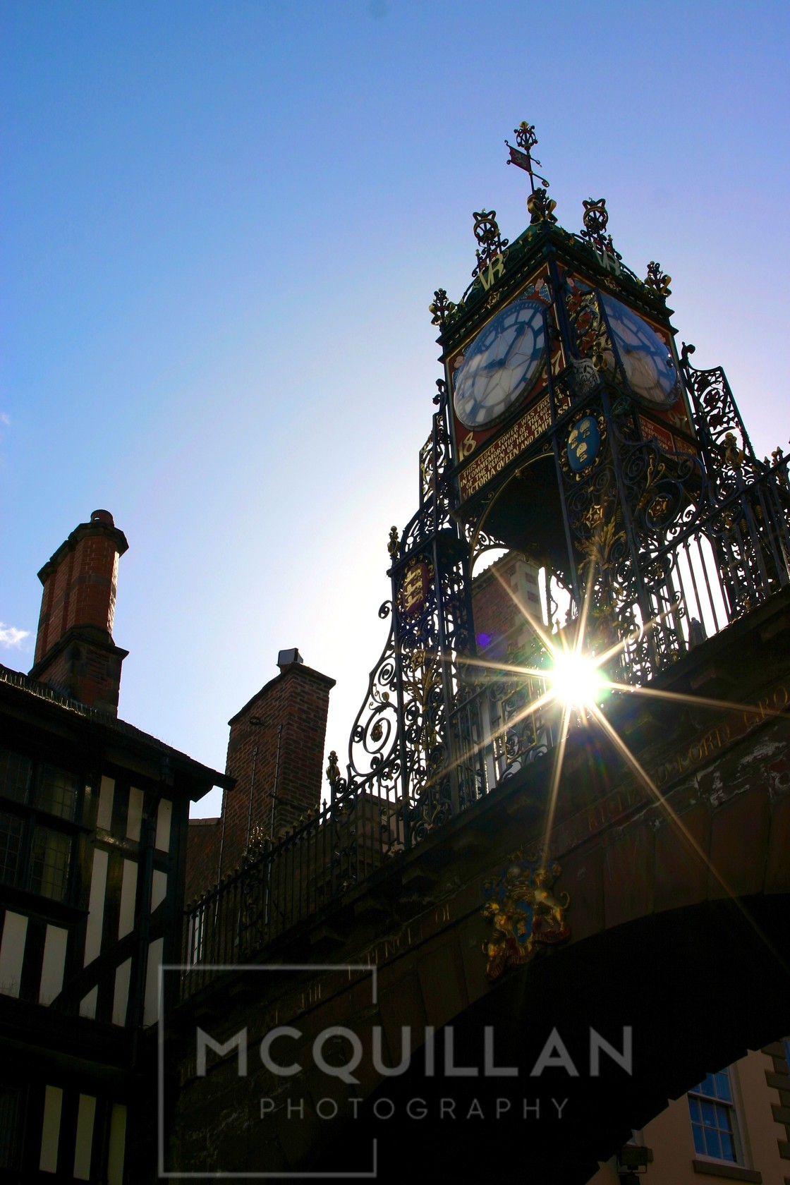 Eastgate Clock Chester 
 Keywords: Chester,Eastgate Clock Chester,Blue skies,