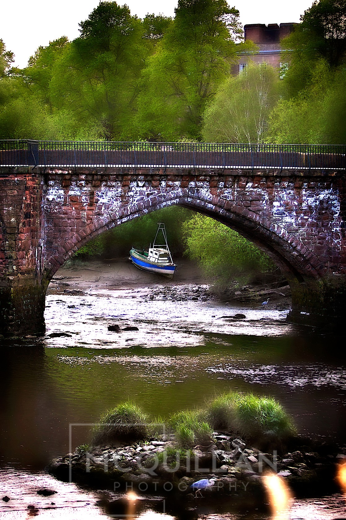 Banked 
 Bridge,RIver,Boat,